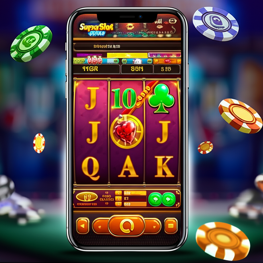 Tampilan aplikasi slot mobile SuperSlotWins dengan antarmuka ramah pengguna dan fitur transaksi otomatis