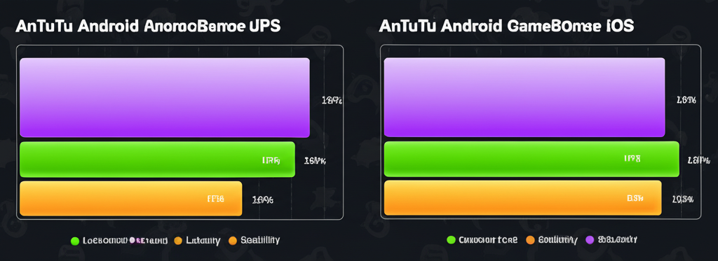 Grafik benchmark AnTuTu dan GameBench yang membandingkan performa slot online di perangkat Android dan iOS