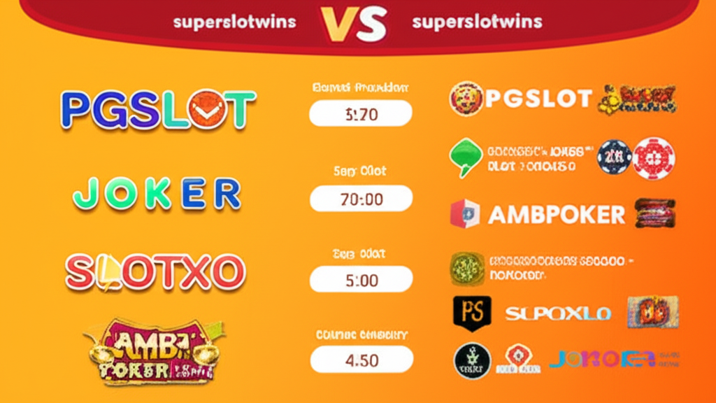 แผนภูมิเปรียบเทียบความหลากหลายของเกมสล็อตและค่ายเกมระหว่าง superslotwins กับเว็บสล็อตอื่น ๆ