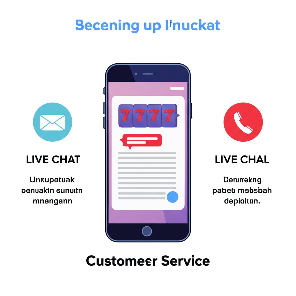Illustration of contacting customer service via live chat, email, and phone for online slot deposit issues