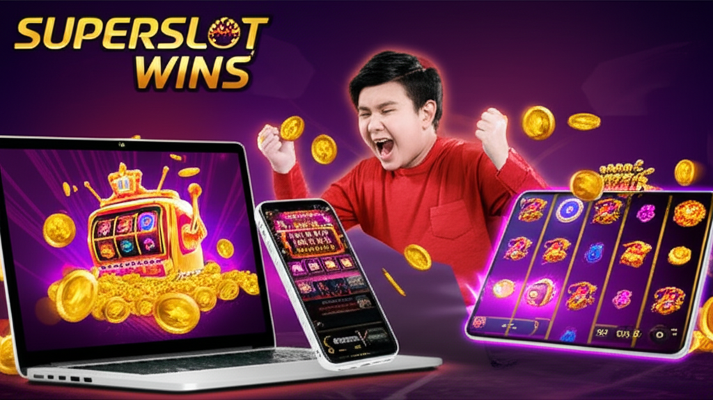 คู่มือทดลองเล่นสล็อตฟรีกับ superslotwins สำหรับมือใหม่ แสดงภาพผู้เล่นไทยกำลังสนุกกับเกมสล็อตออนไลน์บนแพลตฟอร์ม superslotwins