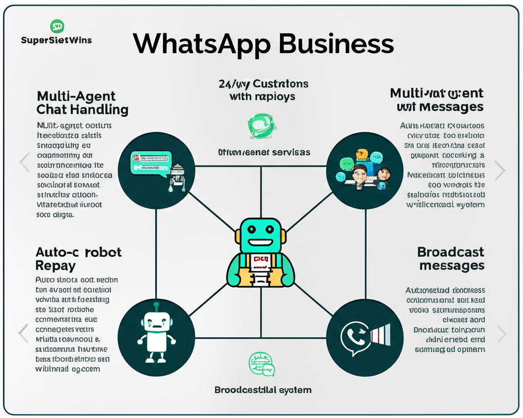Ilustrasi fitur WhatsApp Business yang mendukung layanan customer service 24/7 di SuperSlotWins