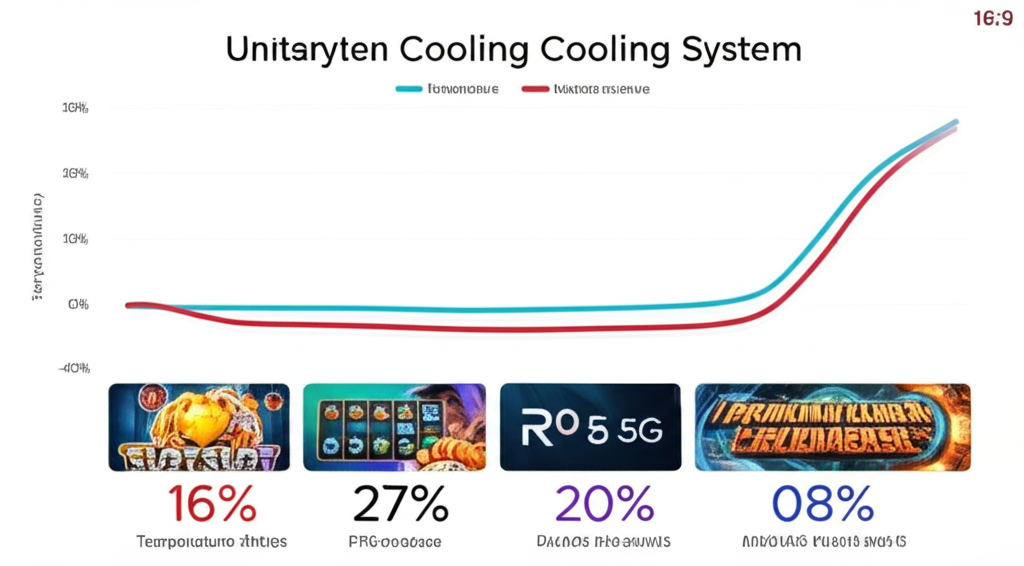 Grafik perbandingan performa pendinginan dan stabilitas gaming Realme 14 5G dengan sistem pendingin Bionic Cooling dibandingkan smartphone lain untuk bermain slot online.