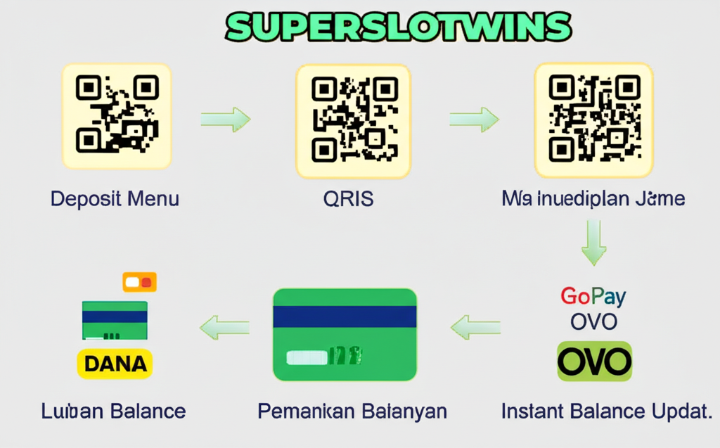 Infografis langkah-langkah deposit slot online dengan QRIS di SuperSlotWins