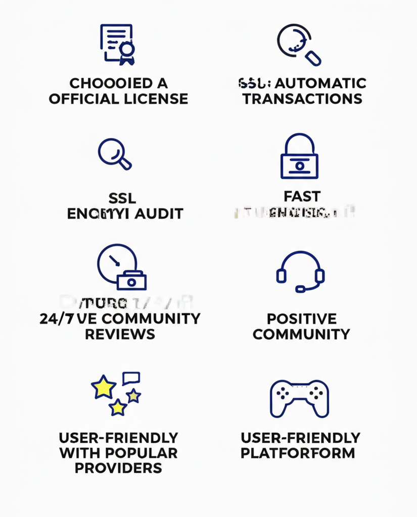 Infografis 7 kriteria utama memilih provider slot online yang aman dan terpercaya dengan ikon dan label jelas