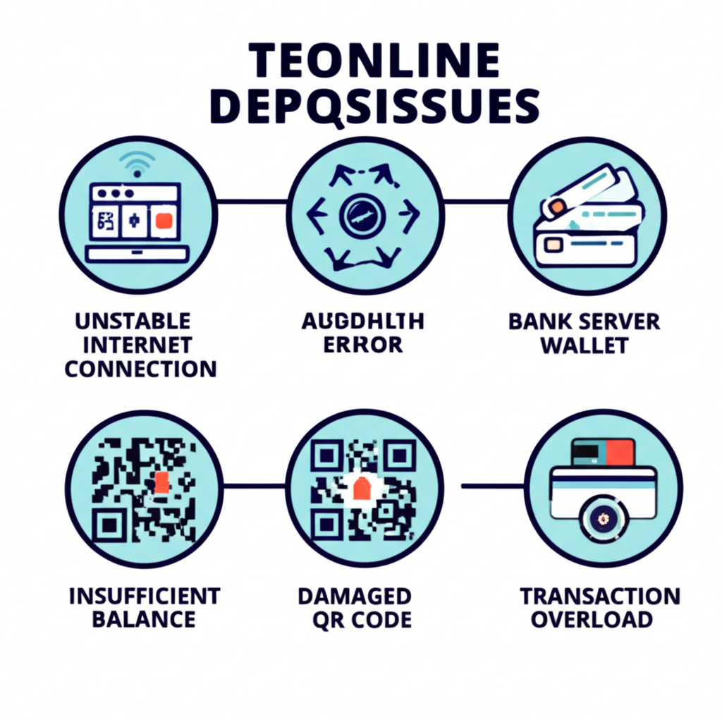 Infografis masalah teknis umum yang menyebabkan kegagalan pembayaran QRIS saat deposit slot online