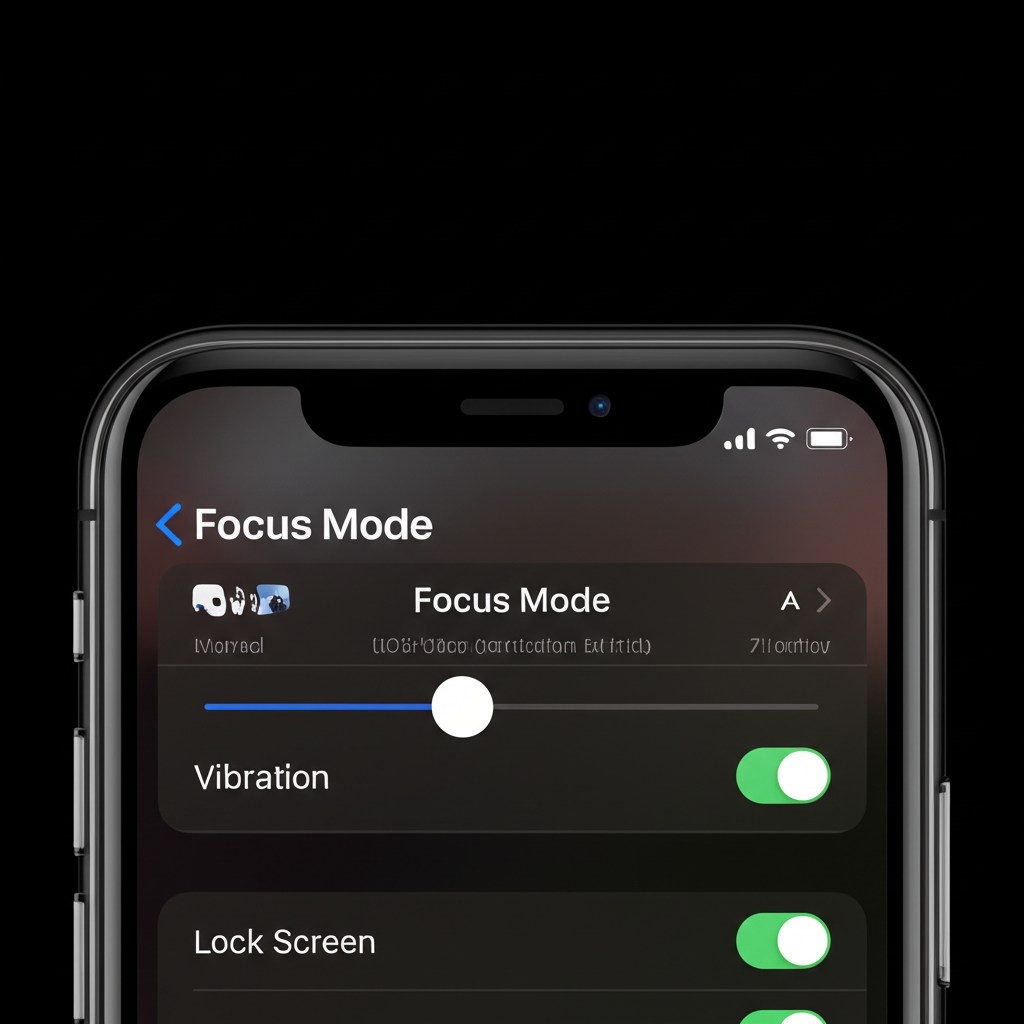 หน้าจอการตั้งค่าโหมดโฟกัสและแจ้งเตือนบน iPhone สำหรับผู้เล่นเกมสล็อต