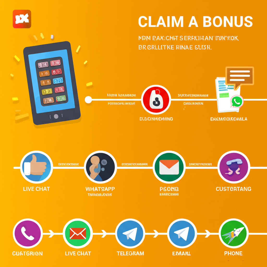 Infografis langkah-langkah klaim bonus tidak masuk di SuperSlotWins dengan bantuan tim support