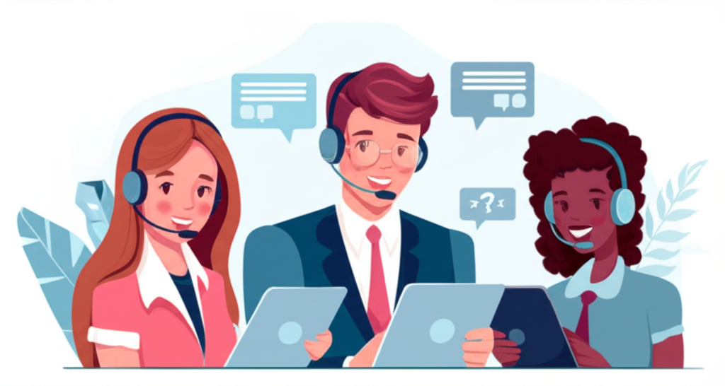 Ilustrasi tim layanan pelanggan 24/7 yang siap membantu masalah pembayaran slot online dengan cepat dan ramah