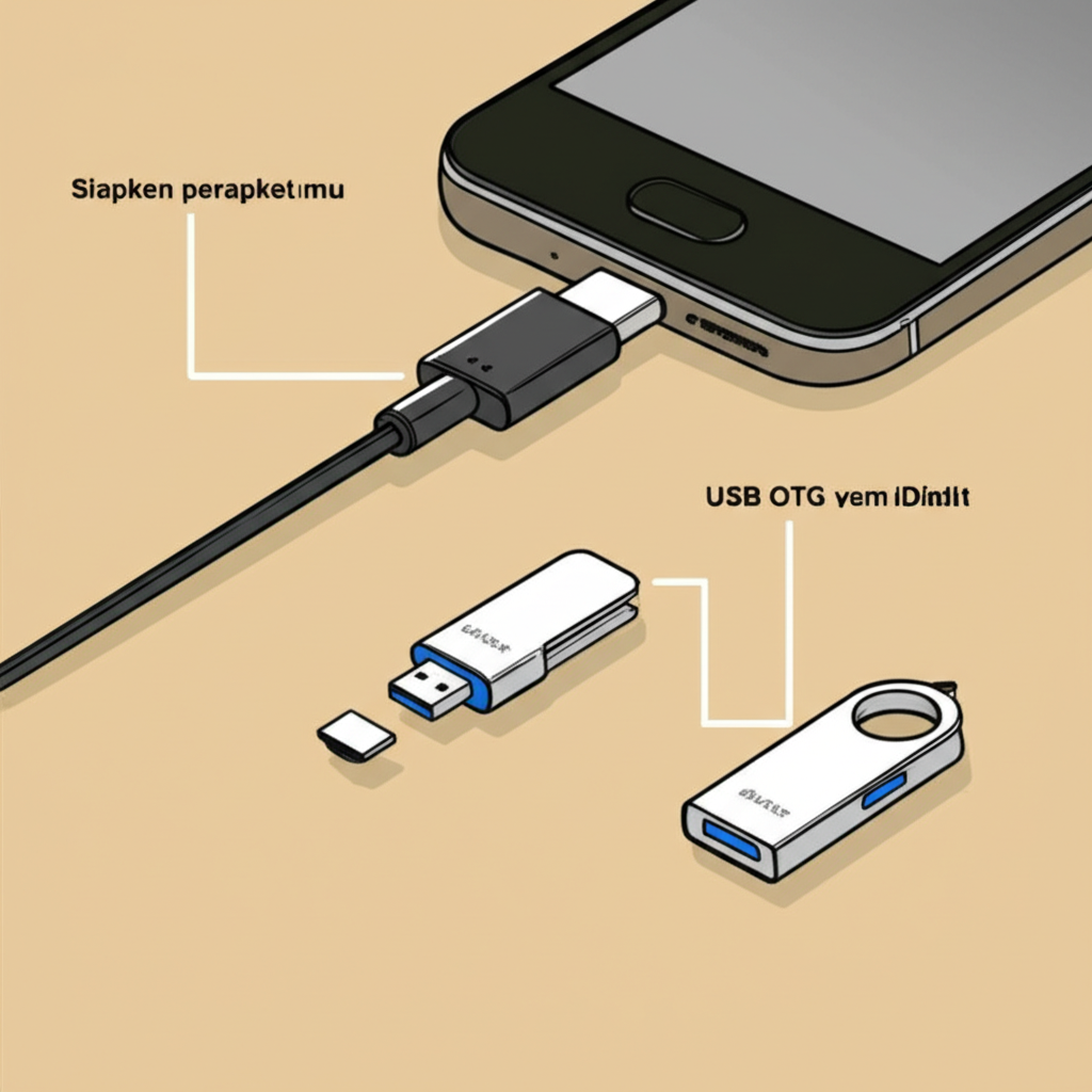 Langkah menghubungkan USB OTG ke smartphone Android untuk backup data slot online