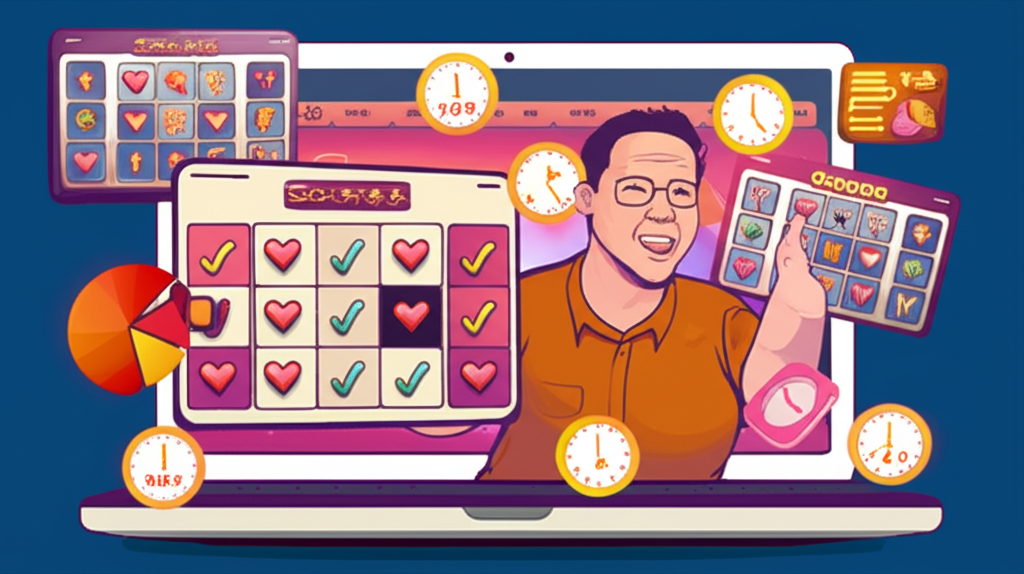 Ilustrasi pemain slot online Indonesia yang membagi modal untuk multiple session dengan konsep bermain bertanggung jawab