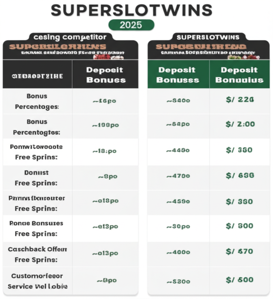 ตารางเปรียบเทียบโปรโมชั่น superslotwins กับเว็บคาสิโนชั้นนำปี 2025