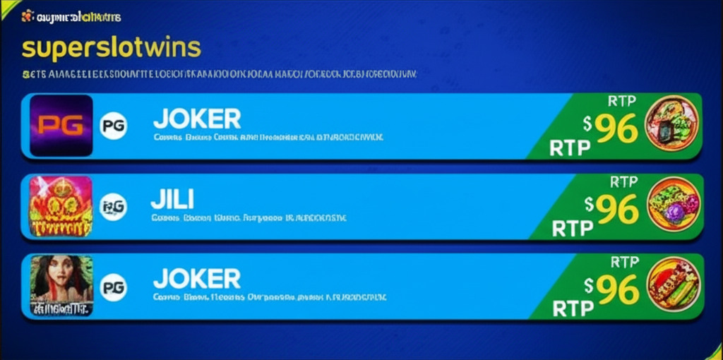 ตารางเปรียบเทียบค่า RTP ของเกมสล็อตยอดนิยมจากค่าย PG, JILI, Joker และ Pragmatic Play บน superslotwins