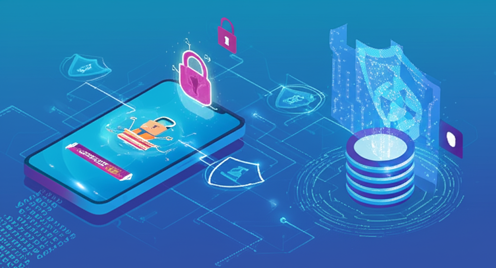 Ilustrasi keamanan transaksi deposit di SuperSlotWins dengan enkripsi dan proteksi data