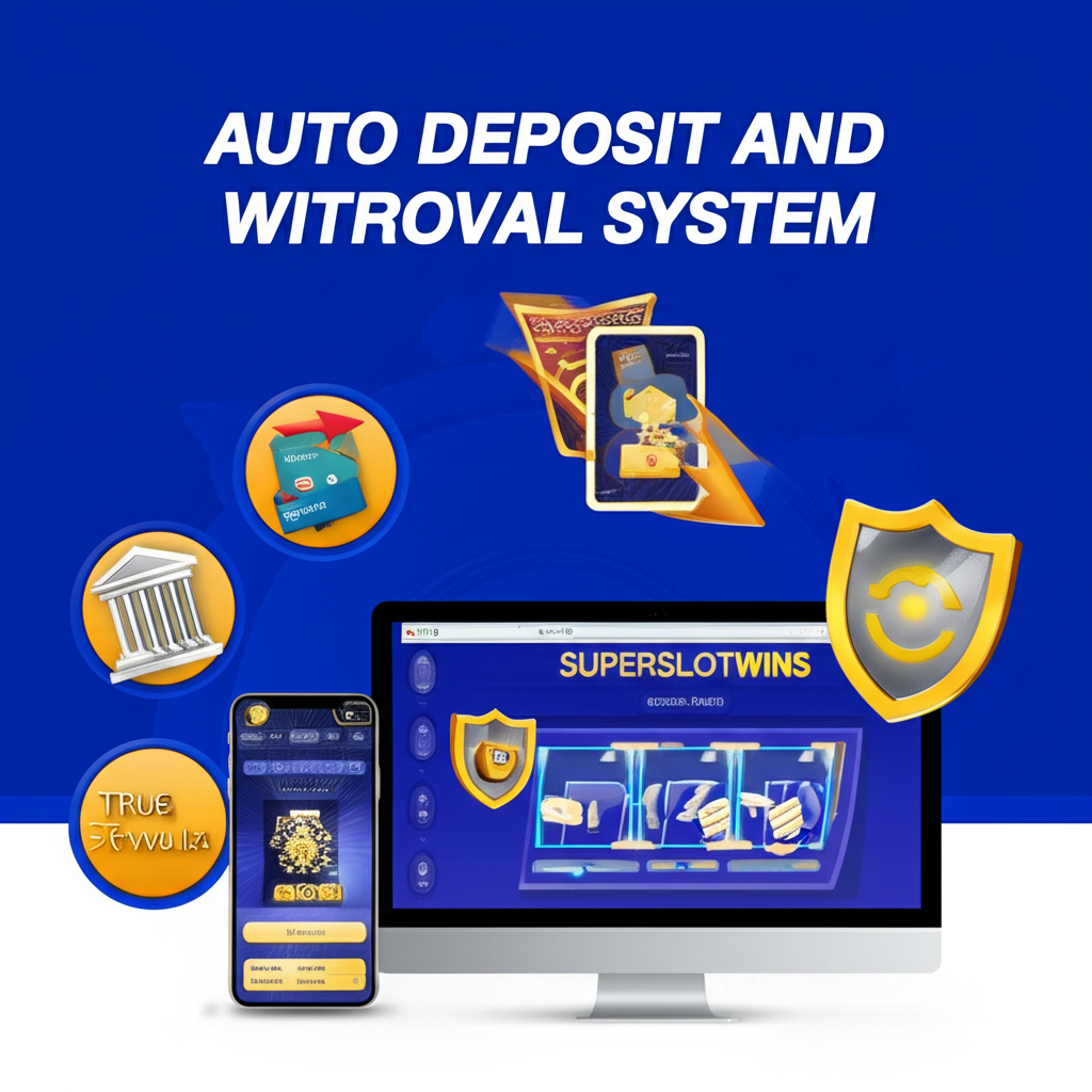 อินโฟกราฟิกแสดงระบบฝาก-ถอนออโต้ของ superslotwins ที่รวดเร็วและปลอดภัย รองรับธนาคารและทรูวอลเล็ต