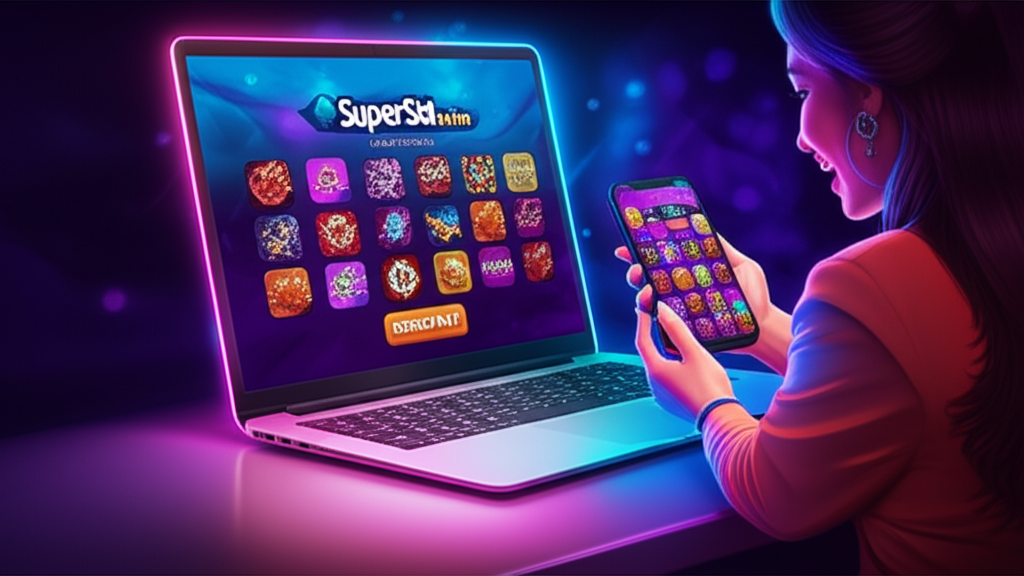 ภาพหน้าจอแพลตฟอร์ม superslotwins แสดงระบบทดลองเล่นสล็อตออนไลน์ที่ทันสมัยและใช้งานง่าย พร้อมผู้เล่นที่มีความมั่นใจและสนุกสนาน