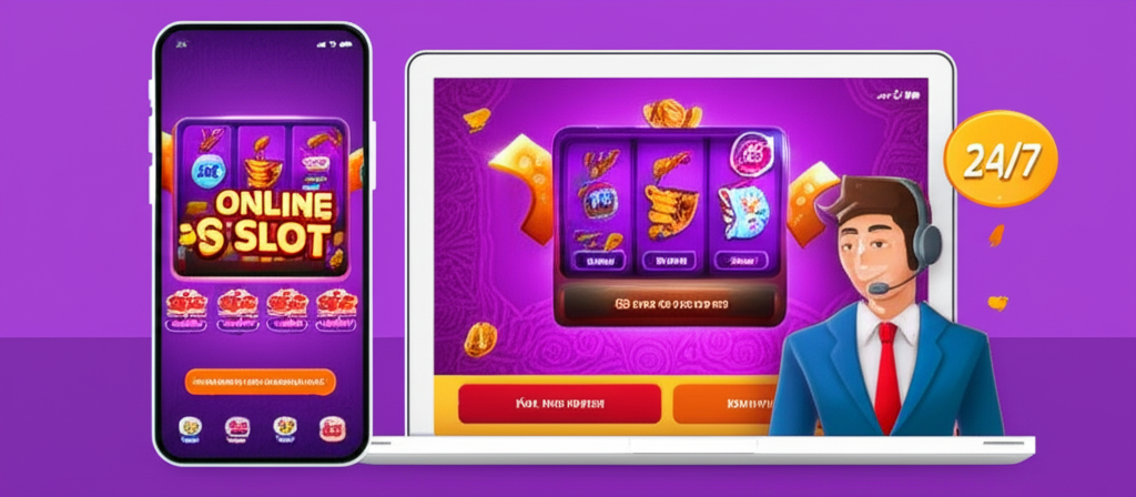 Ilustrasi platform permainan slot online SuperSlotWins dengan berbagai metode pembayaran dan layanan customer service 24/7