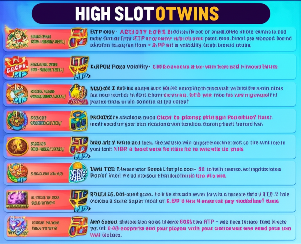 แผนภูมิเปรียบเทียบเกมสล็อต superslotwins ที่มีค่า RTP สูงและความผันผวนต่าง ๆ พร้อมแนะนำเกมแตกง่าย