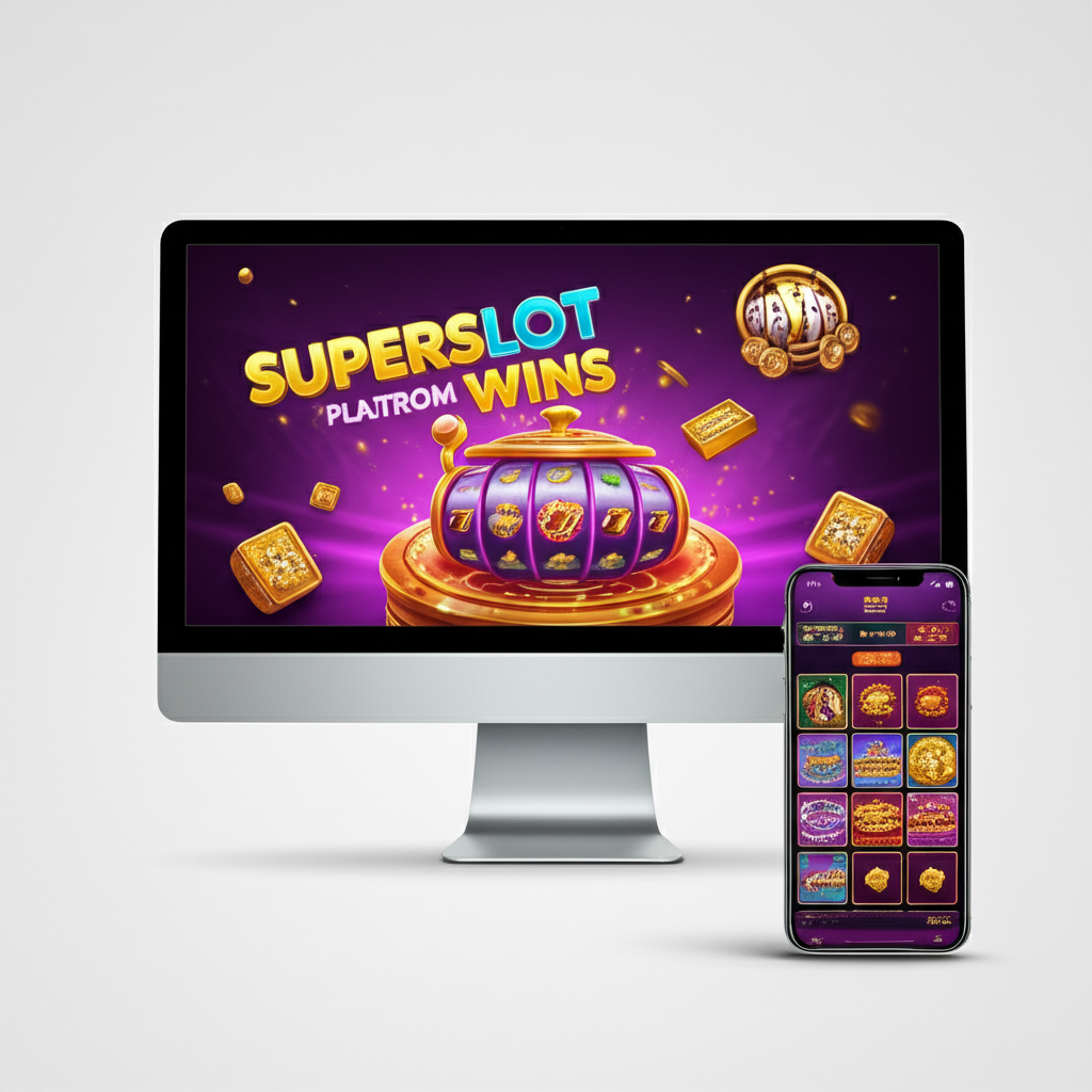 ภาพประกอบระบบทดลองเล่นสล็อต superslotwins แสดงเกมสล็อตยอดนิยมบนหน้าจอคอมพิวเตอร์และมือถือ เหมาะสำหรับมือใหม่ปี 2025