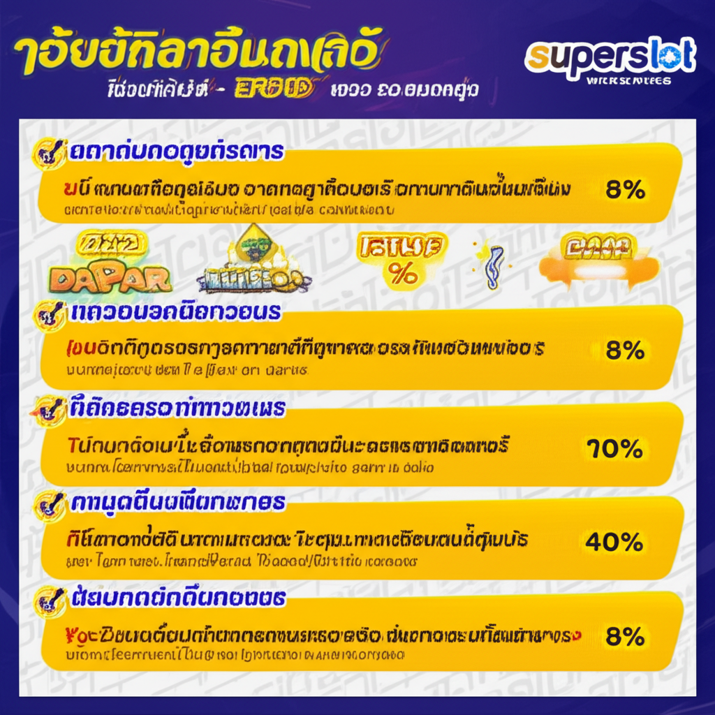ตารางเปรียบเทียบเกมสล็อตยอดนิยมใน superslotwins แสดงค่า RTP และโบนัสแตกบ่อย