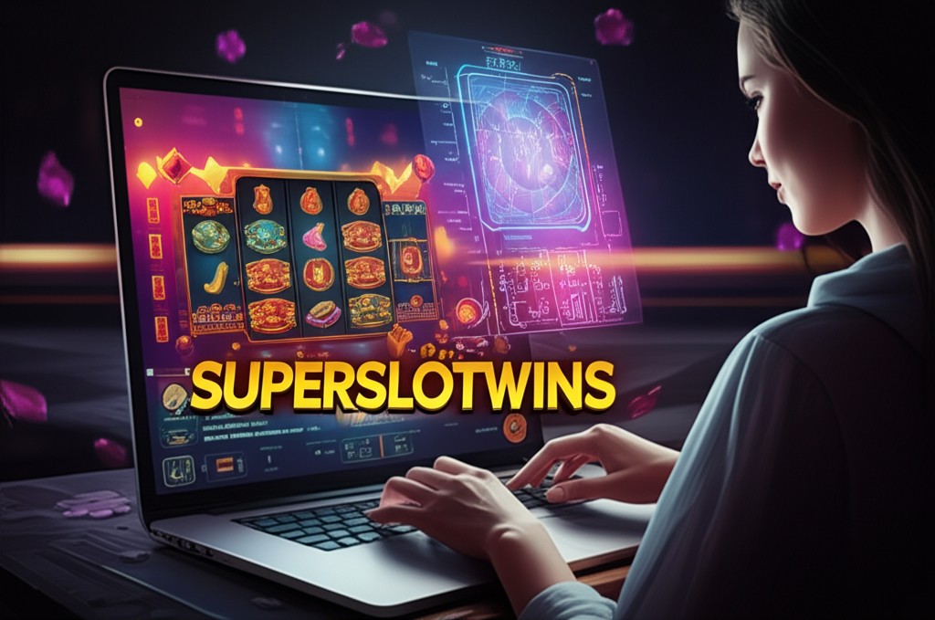 ภาพประกอบสูตรสแกนสล็อต superslotwins แสดงอินเทอร์เฟซเกมสล็อตออนไลน์พร้อมกราฟิก AI สแกนและผู้เล่นที่มั่นใจ