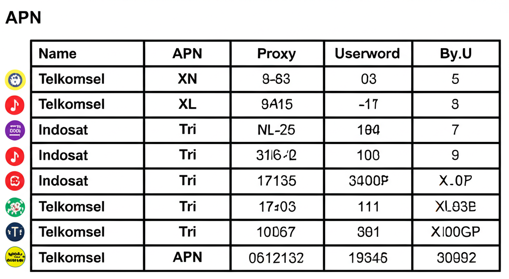 Tabel perbandingan setting APN gaming tercepat dan stabil untuk slot online dari berbagai provider internet Indonesia.