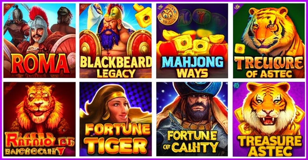 รีวิว 5 เกมสล็อตแตกง่าย โบนัสออกบ่อยที่สุดใน superslotwins รวมภาพเกม Roma, Blackbeard Legacy, Mahjong Ways, Fortune Tiger และ Treasure of Aztec