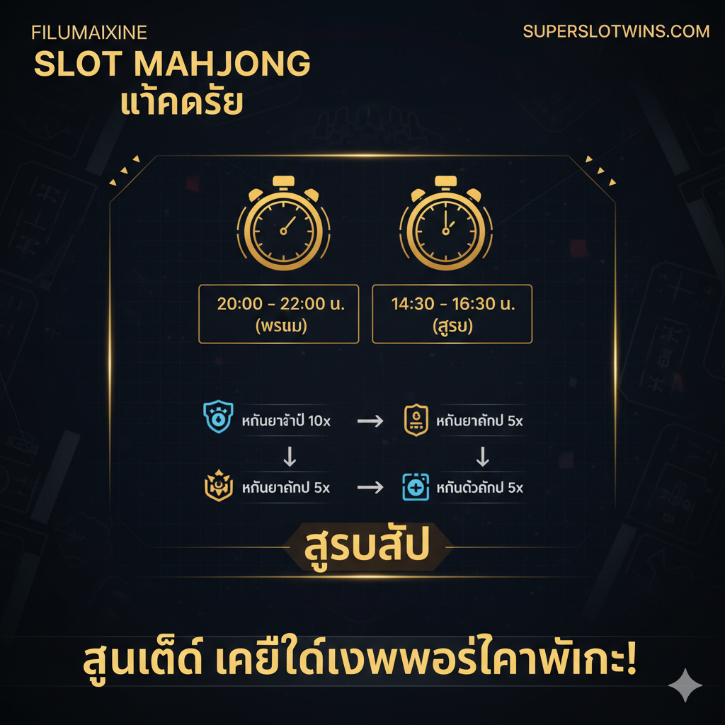 教程指导图，视觉化地呈现'Pola Slot Mahjong'和'Jam Hoki'。图片采用深色背景搭配金色和霓虹色文字，模仿数据或策略图表。