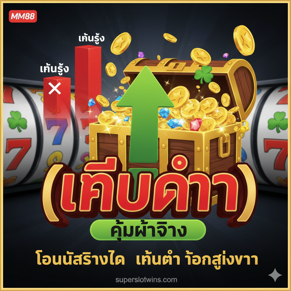 ภาพที่เน้นโปรโมชั่นที่เนิร์นต่ำและการถอนเงินที่ง่ายกว่าของ Superslotwins เพื่อเปรียบเทียบกับเทิร์นสูงของ MM88