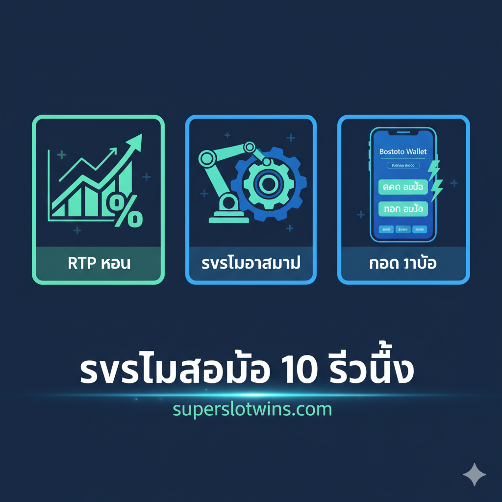 ภาพที่เน้นการทำงานของระบบที่รวดเร็วและปลอดภัย โดยมีสามส่วนหลักคือ สัญลักษณ์ High RTP (ลูกศรขึ้น), สัญลักษณ์ระบบอัตโนมัติ (แขนหุ่นยนต์), และหน้าจอโทรศัพท์ที่แสดงการทำรายการ “ฝาก-ถอน ออโต้” ผ่าน Bostoto Wallet พร้อมข้อความ “ระบบออโต้ 10 วินาที”