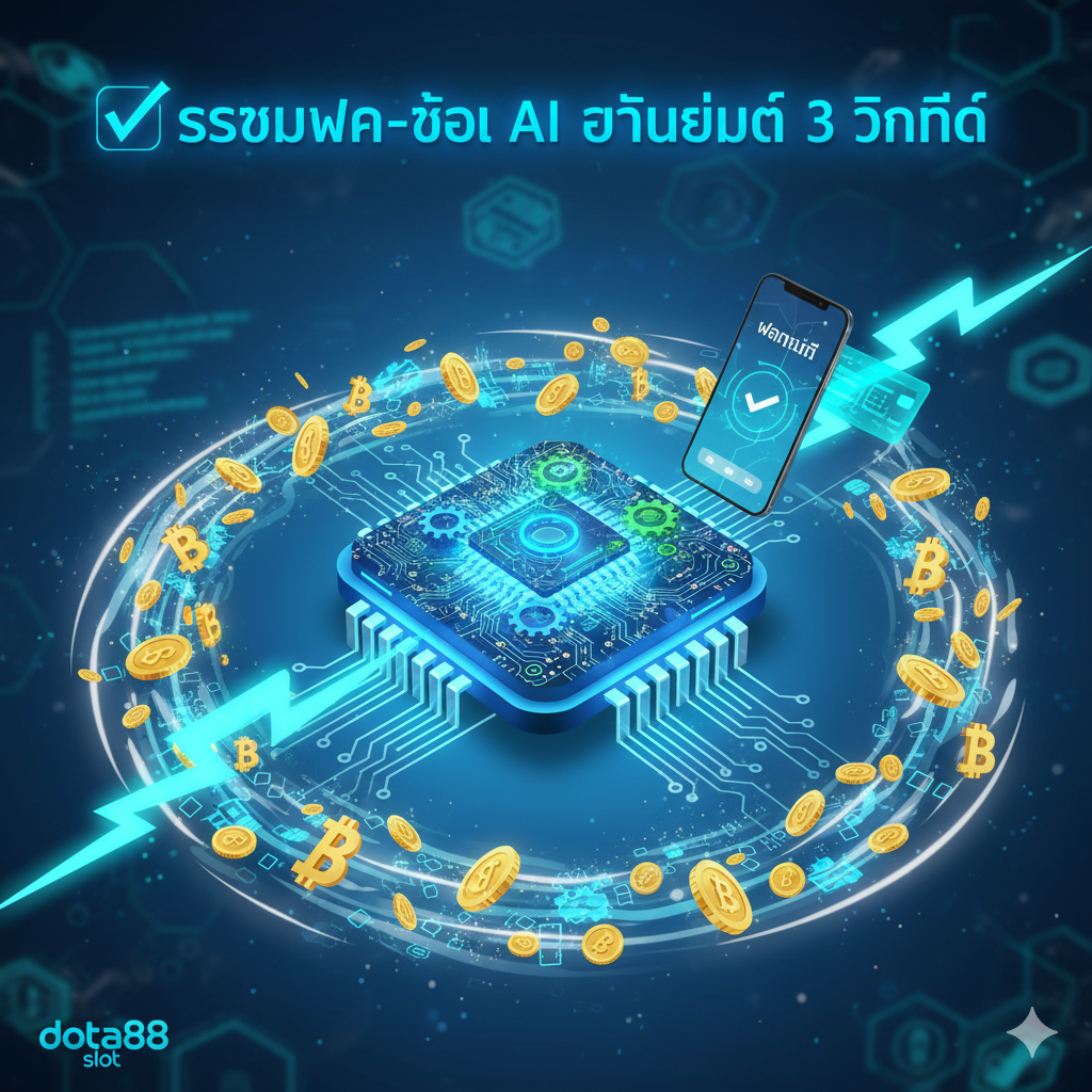 ฟีเจอร์ที่เน้นระบบฝาก-ถอน AI อัตโนมัติ 3 วินาที โดยใช้ชิป AI หมุนเร็วและสัญลักษณ์เงินที่ไหลออกมา