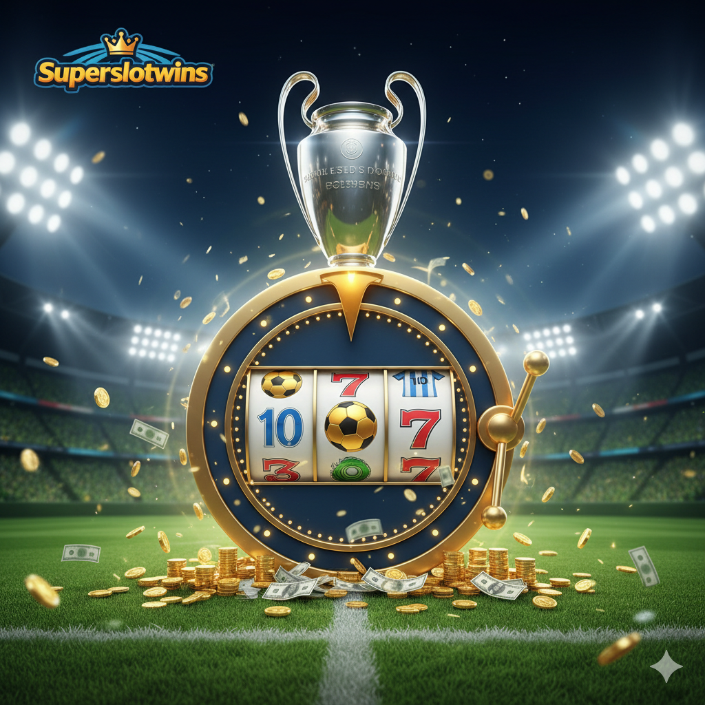 ภาพหน้าปกที่ดึงดูดสายตาสำหรับบทความ 'Messi Fun Slot' ด้วยธีมฟุตบอลที่ทรงพลังและมีชีวิตชีวา เน้นสีเขียวสดใสของสนามฟุตบอลและแสงไฟสปอตไลท์ในสนามยามค่ำคืน ตรงกลางภาพมีวงล้อสล็อตขนาดใหญ่ที่หมุนอยู่ โดยมีสัญลักษณ์เด่นๆ เช่น ลูกฟุตบอลทองคำ, เสื้อเบอร์ 10, และถ้วยรางวัลแชมป์เปี้ยนขนาดใหญ่เรืองแสงด้านบน โลโก้ 'Superslotwins' ควรปรากฏอย่างเด่นชัดที่มุมใดมุมหนึ่งของภาพเพื่อสร้างความน่าเชื่อถือ สไตล์ภาพควรเป็น 3D กราฟิกคุณภาพสูง เน้นความตื่นเต้นและโอกาสในการชนะรางวัลใหญ่