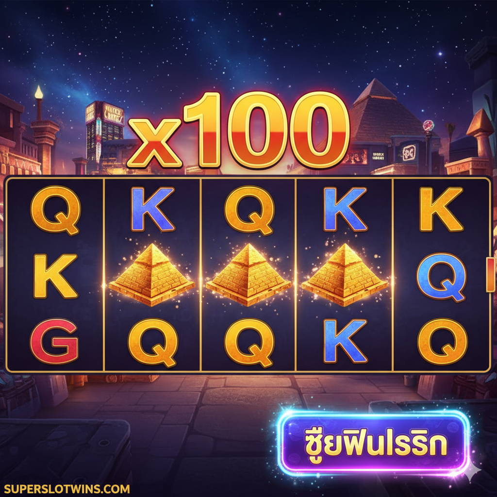 ภาพแสดงคุณสมบัติเด่นของเกมสล็อต โดยเน้นที่รอบโบนัสหรือฟรีสปิน หน้าจอเกมสล็อตในธีมแฟนตาซี/อียิปต์ (ตามเกมสล็อตยอดนิยม) แสดงสัญลักษณ์ Scatter 3 ตัวติดกัน หรือปุ่ม 'BUY FREE SPIN' ที่กำลังเรืองแสงอย่างโดดเด่น มีแสงนีออนสีน้ำเงินและม่วงสร้างบรรยากาศของคาสิโนออนไลน์ยามค่ำคืน เน้นตัวเลข Multiplier (ตัวคูณ) ขนาดใหญ่ เช่น x100 เพื่อสื่อถึงโอกาสในการ 'แตกหนัก' ตามเนื้อหาบทความ