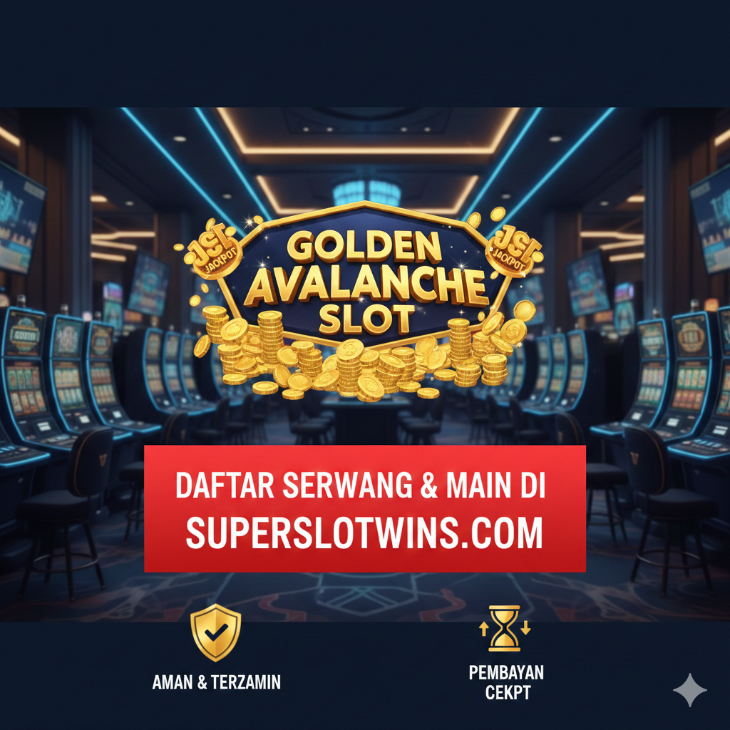 Gambar ajakan bertindak (Call-to-Action) untuk menyimpulkan artikel. Tampilkan latar belakang yang menarik dari lobi 'superslotwins.com' atau ikon slot Golden Avalanche yang mengkilap. Di tengah, tempatkan tombol besar yang menonjol, bertuliskan 'Daftar Sekarang' atau 'Main di superslotwins.com' dalam Bahasa Indonesia yang bersemangat. Gunakan kontras warna yang kuat (misalnya, tombol merah cerah di latar belakang emas/biru tua) untuk mendorong klik. Tambahkan elemen kepercayaan seperti ikon 'Pembayaran Cepat' atau 'Aman & Terjamin' di sekitar tombol utama, memperkuat pesan agar segera bergabung.