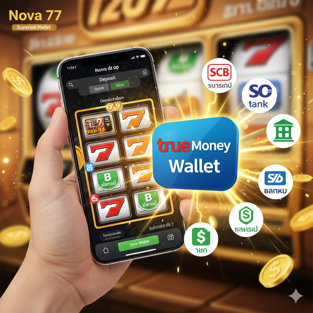 ภาพแสดงจุดเด่นของเกม Nova 77 Slot โดยเน้นไปที่อัตราการจ่ายคืนผู้เล่น (RTP) ที่สูงและฟีเจอร์ Free Spin ภาพควรมีกราฟแท่งหรือหน้าจอเกมที่แสดงตัวเลข 'RTP 96.50%+' เป็นสีเขียวเด่นชัด พร้อมกับสัญลักษณ์ Scatter หรือสัญลักษณ์ Wild ขนาดใหญ่ที่กำลังระเบิดประกายแสง สื่อถึงการแตกง่ายและโบนัสที่คุ้มค่า พื้นหลังเป็นลายวงล้อสล็อตแบบคลาสสิกแต่มีความทันสมัยของ UI/UX แบบดิจิทัล เน้นความน่าเชื่อถือด้วยโลโก้ 'superslotwins.com' เล็กๆ ที่มุมใดมุมหนึ่ง